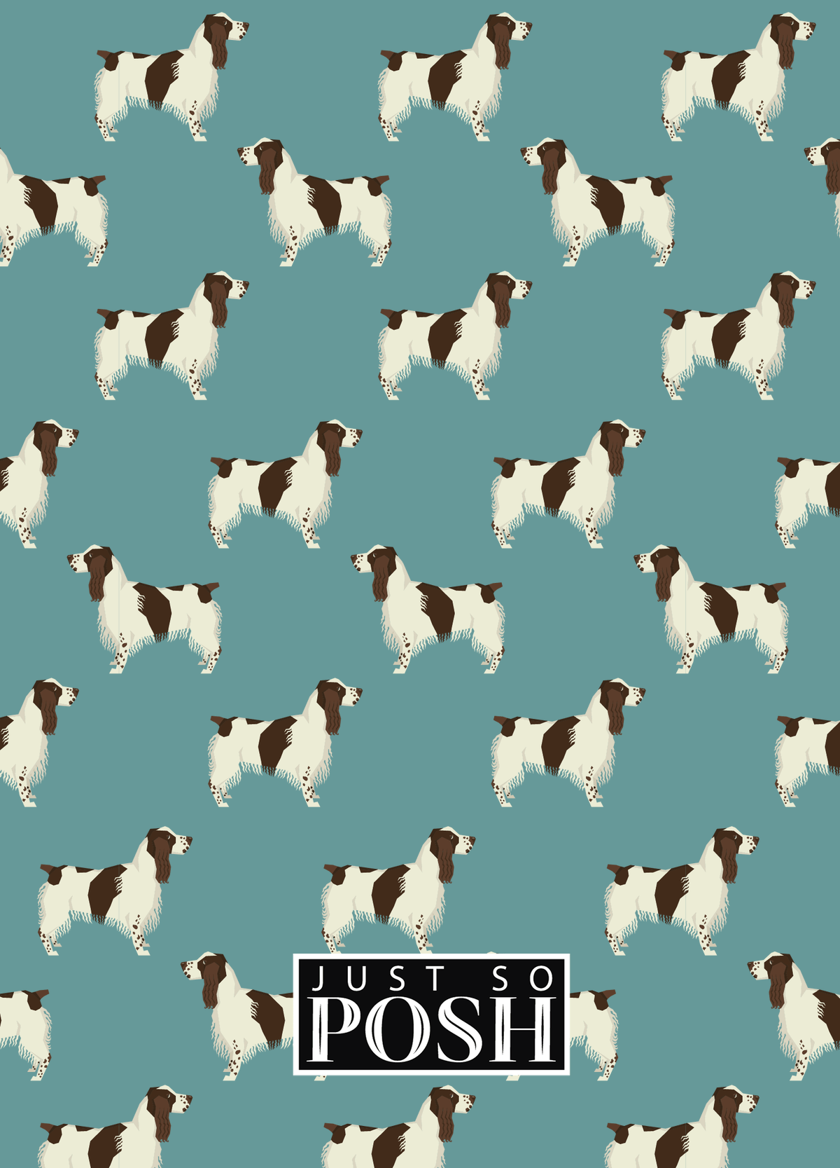 Personalized Dogs Journal IX - Teal Background - English Springer Spaniel - Back View