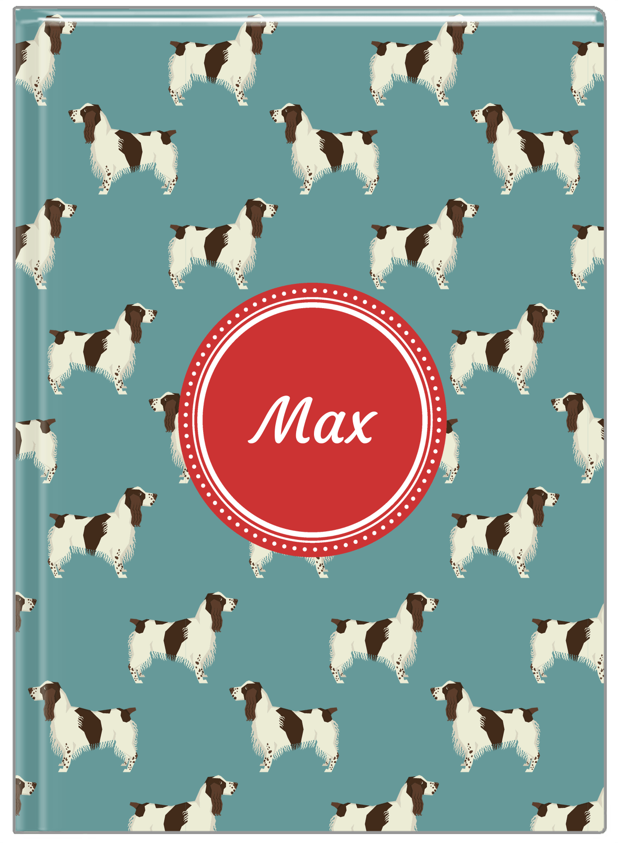 Personalized Dogs Journal IX - Teal Background - English Springer Spaniel - Front View