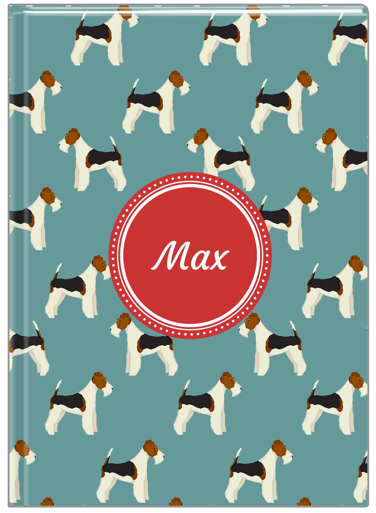Personalized Dogs Journal IX - Teal Background - Fox Terrier - Front View