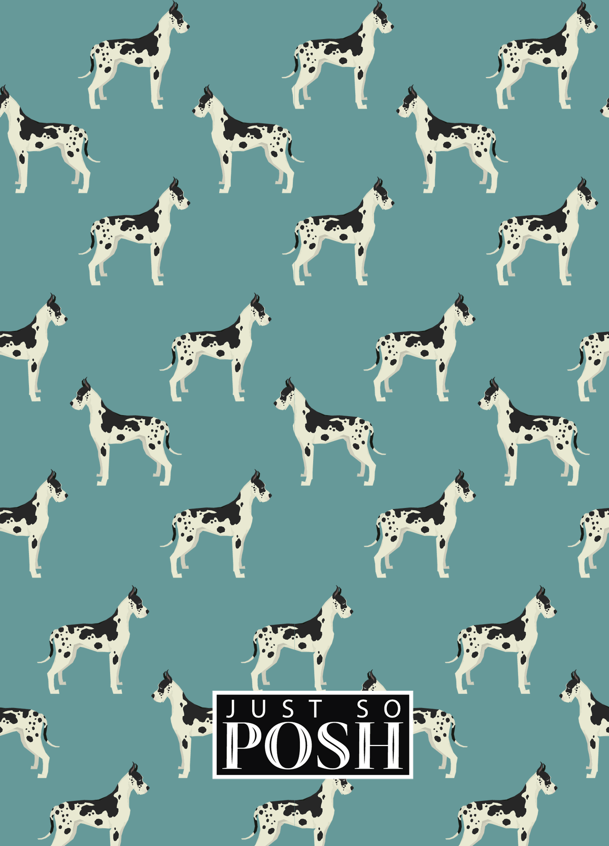 Personalized Dogs Journal IX - Teal Background - Great Dane - Back View