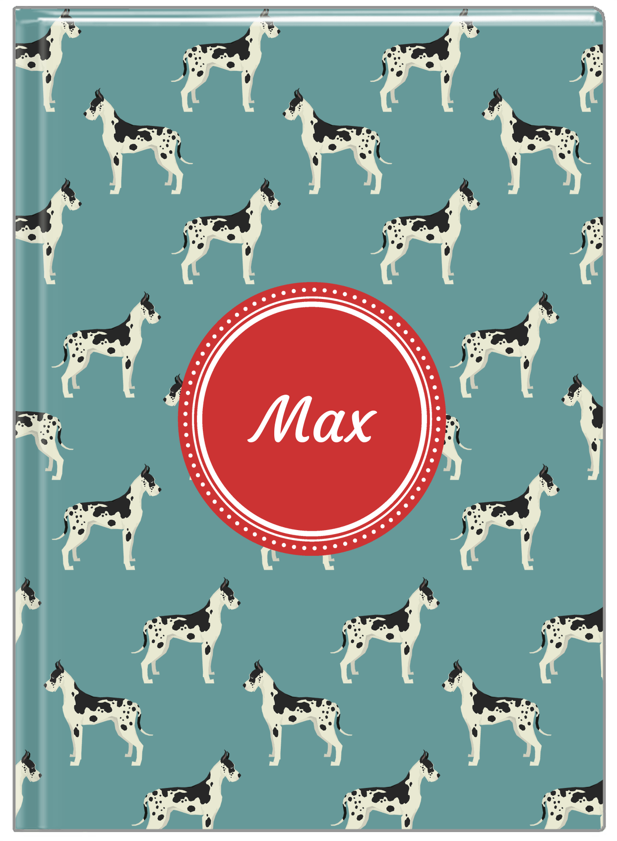 Personalized Dogs Journal IX - Teal Background - Great Dane - Front View