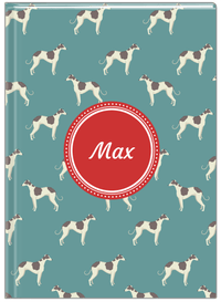 Thumbnail for Personalized Dogs Journal IX - Teal Background - Greyhound - Front View