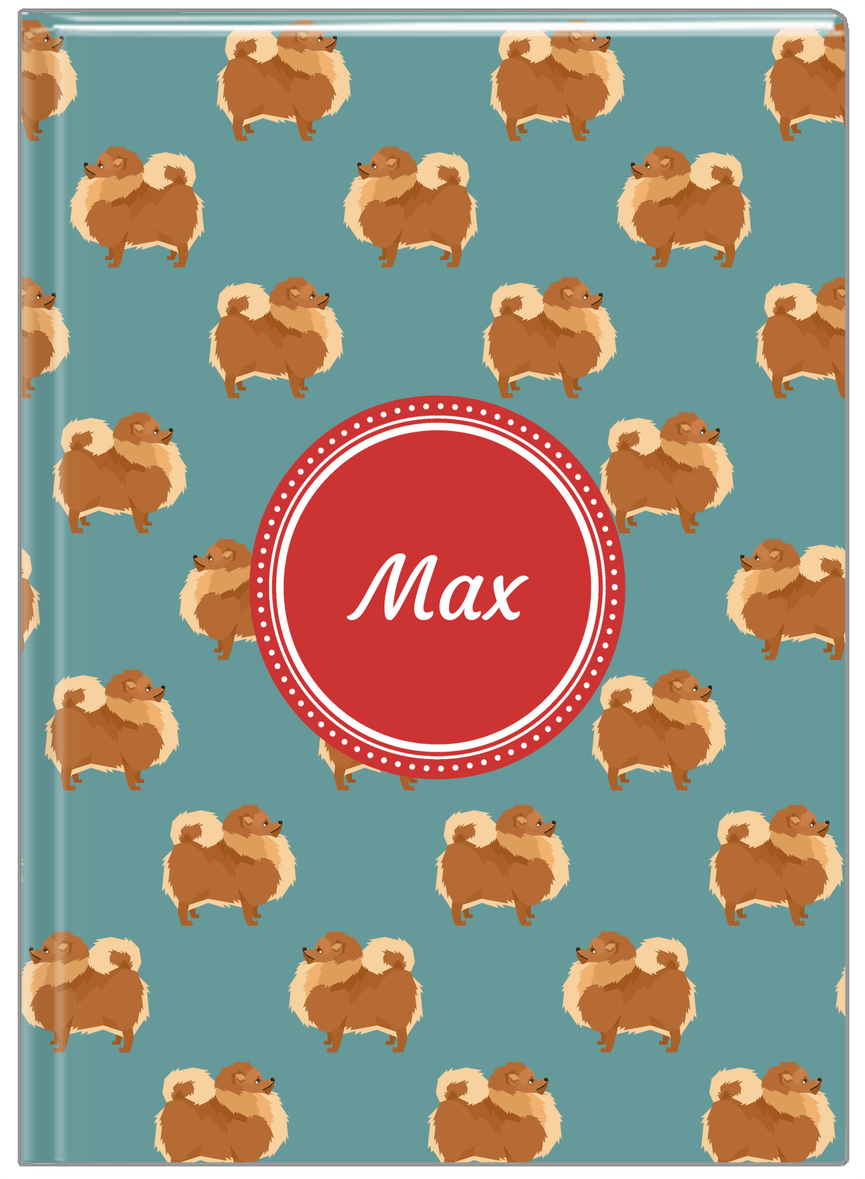 Personalized Dogs Journal IX - Teal Background - Pomeranian - Front View