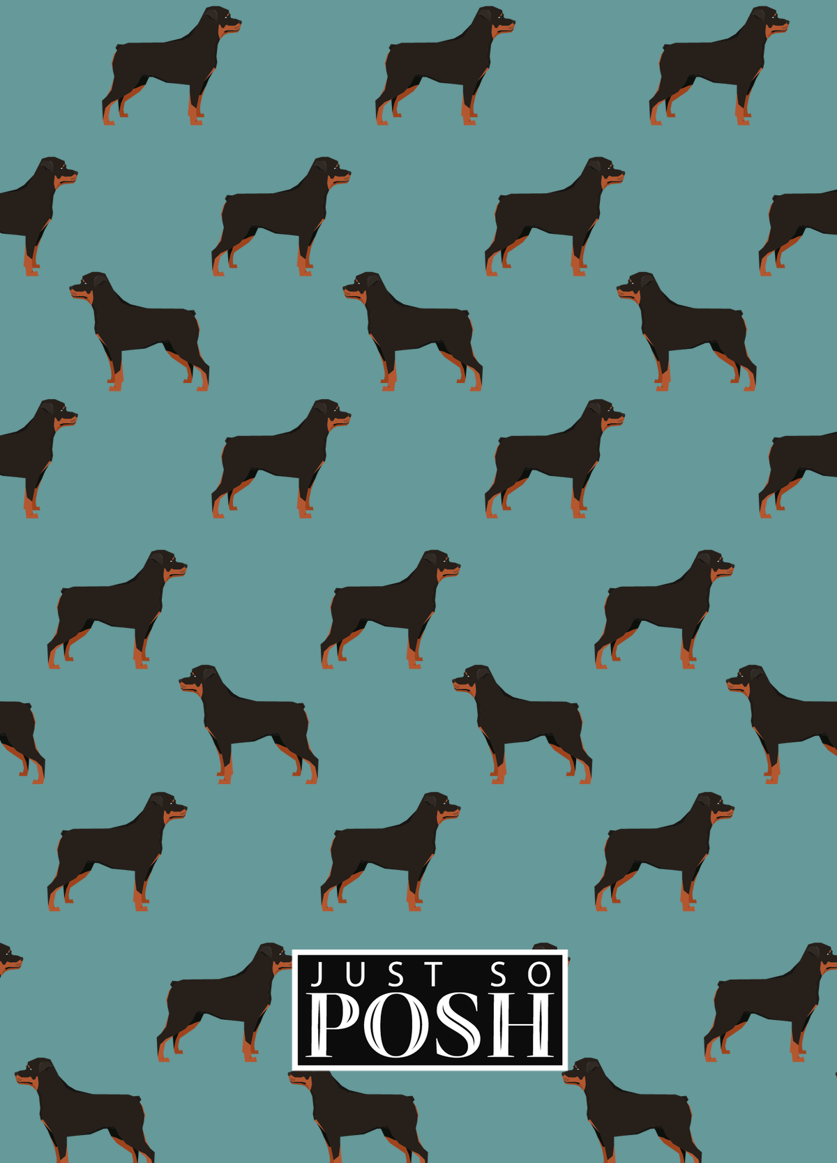 Personalized Dogs Journal IX - Teal Background - Rottweiler - Back View