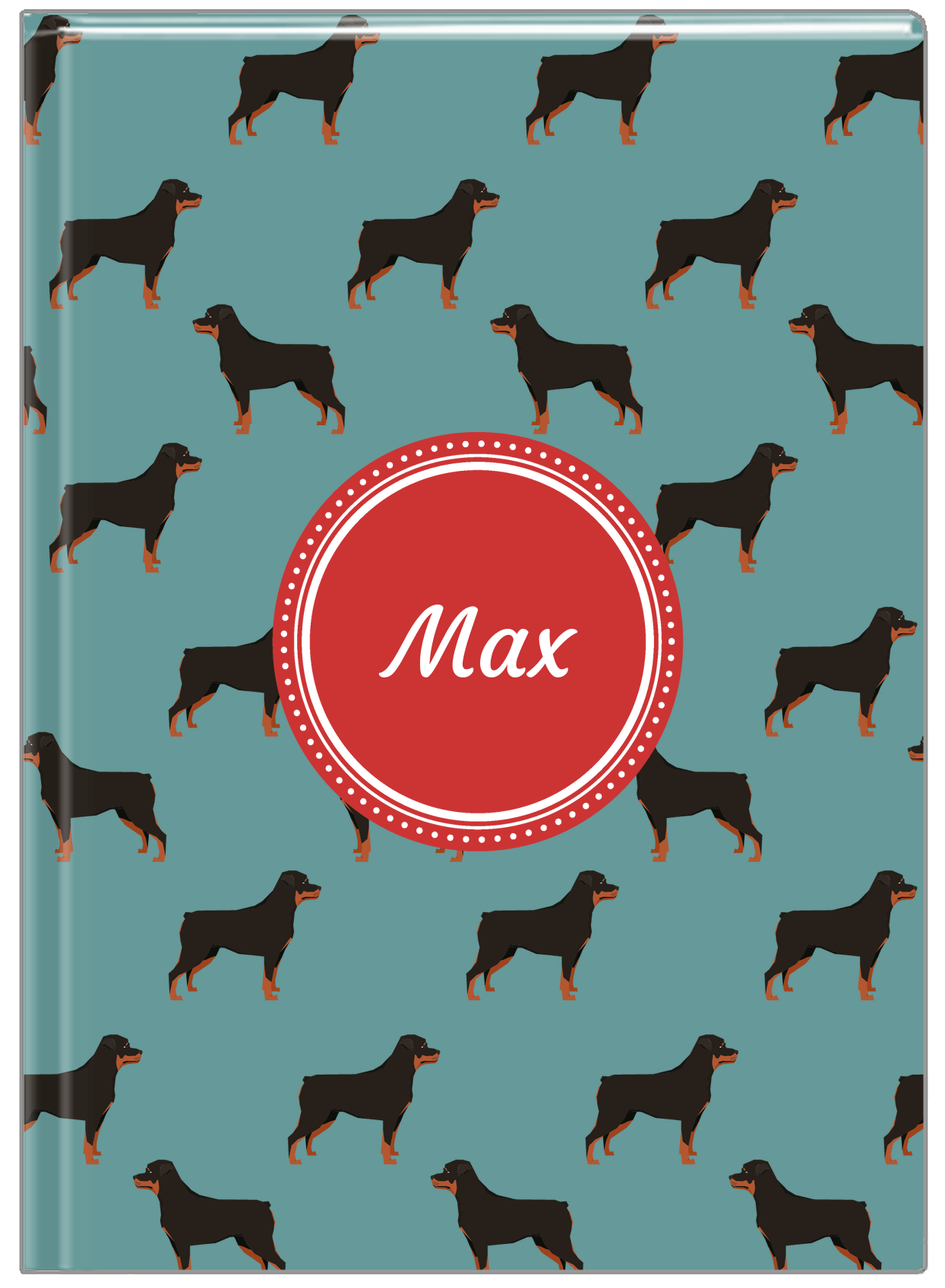 Personalized Dogs Journal IX - Teal Background - Rottweiler - Front View