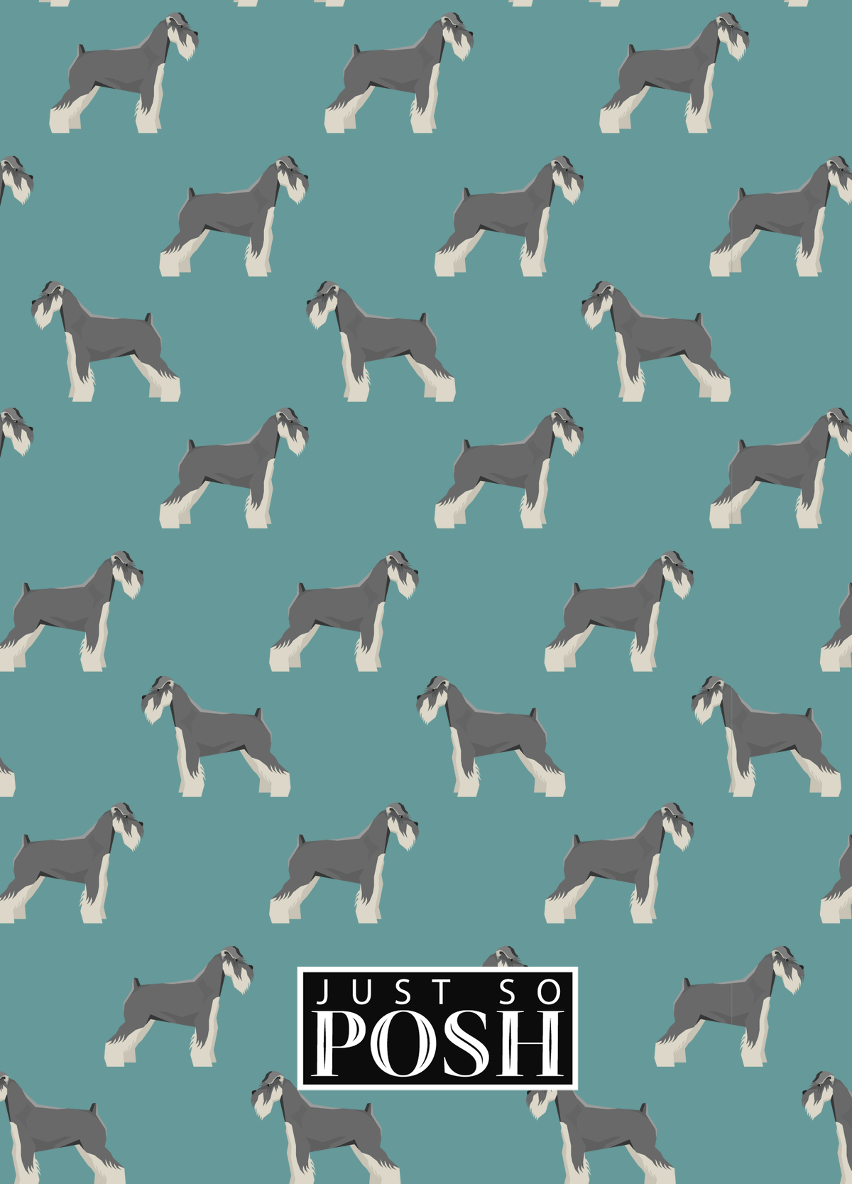 Personalized Dogs Journal IX - Teal Background - Schnauzer - Back View