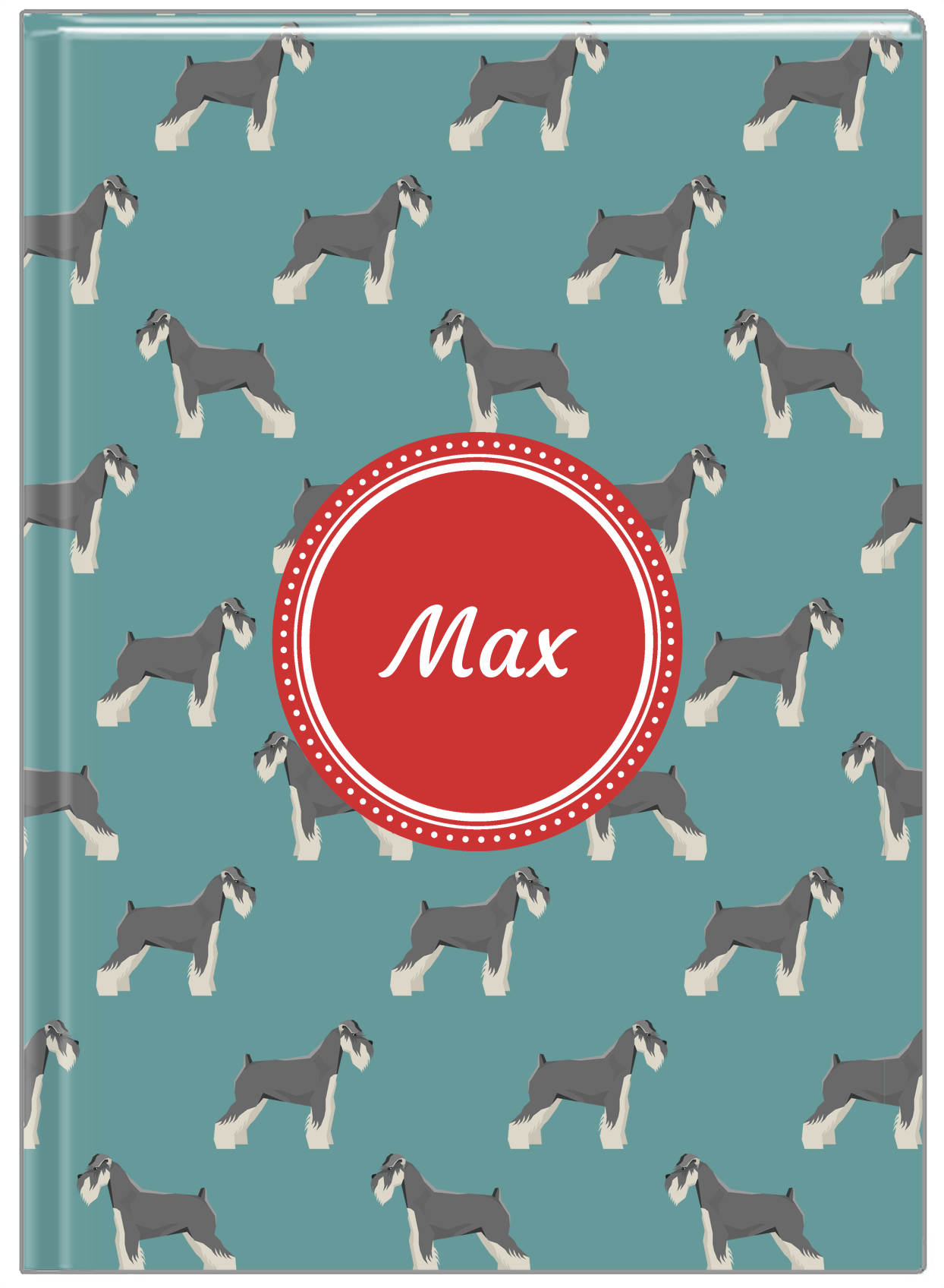 Personalized Dogs Journal IX - Teal Background - Schnauzer - Front View