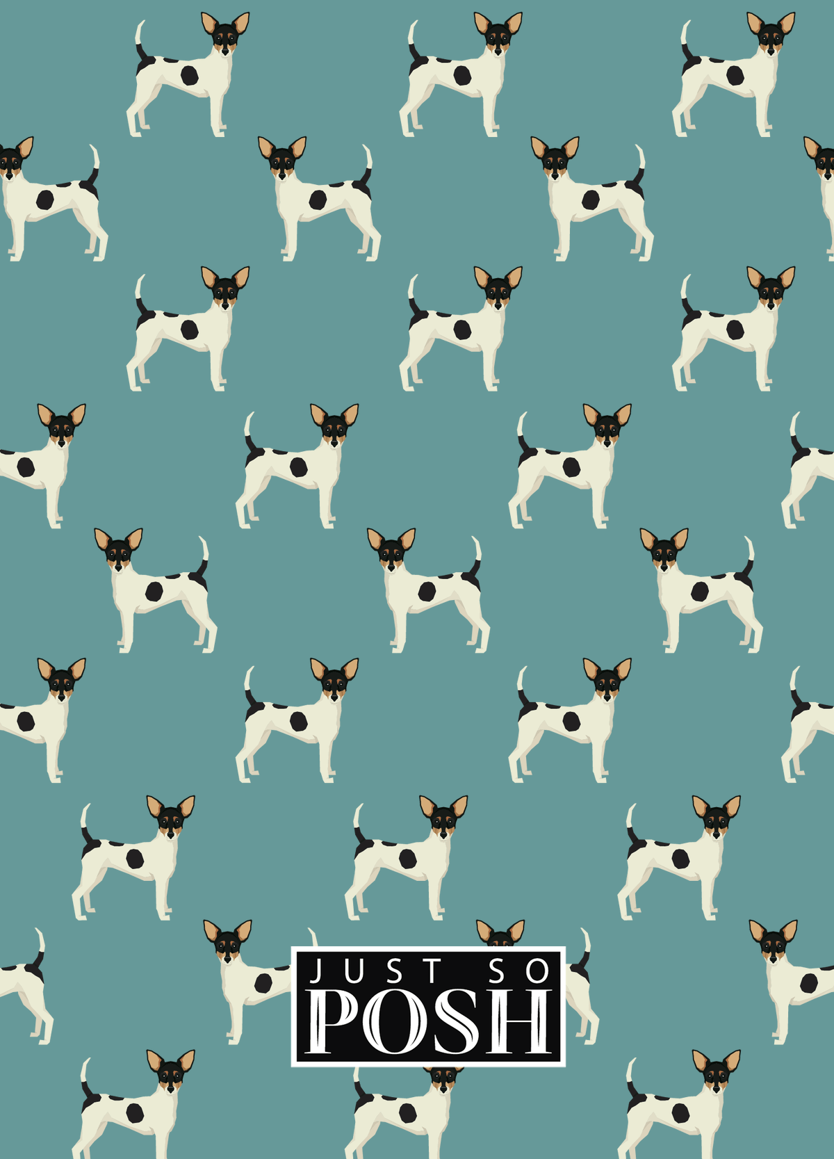 Personalized Dogs Journal IX - Teal Background - Toy Fox Terrier - Back View