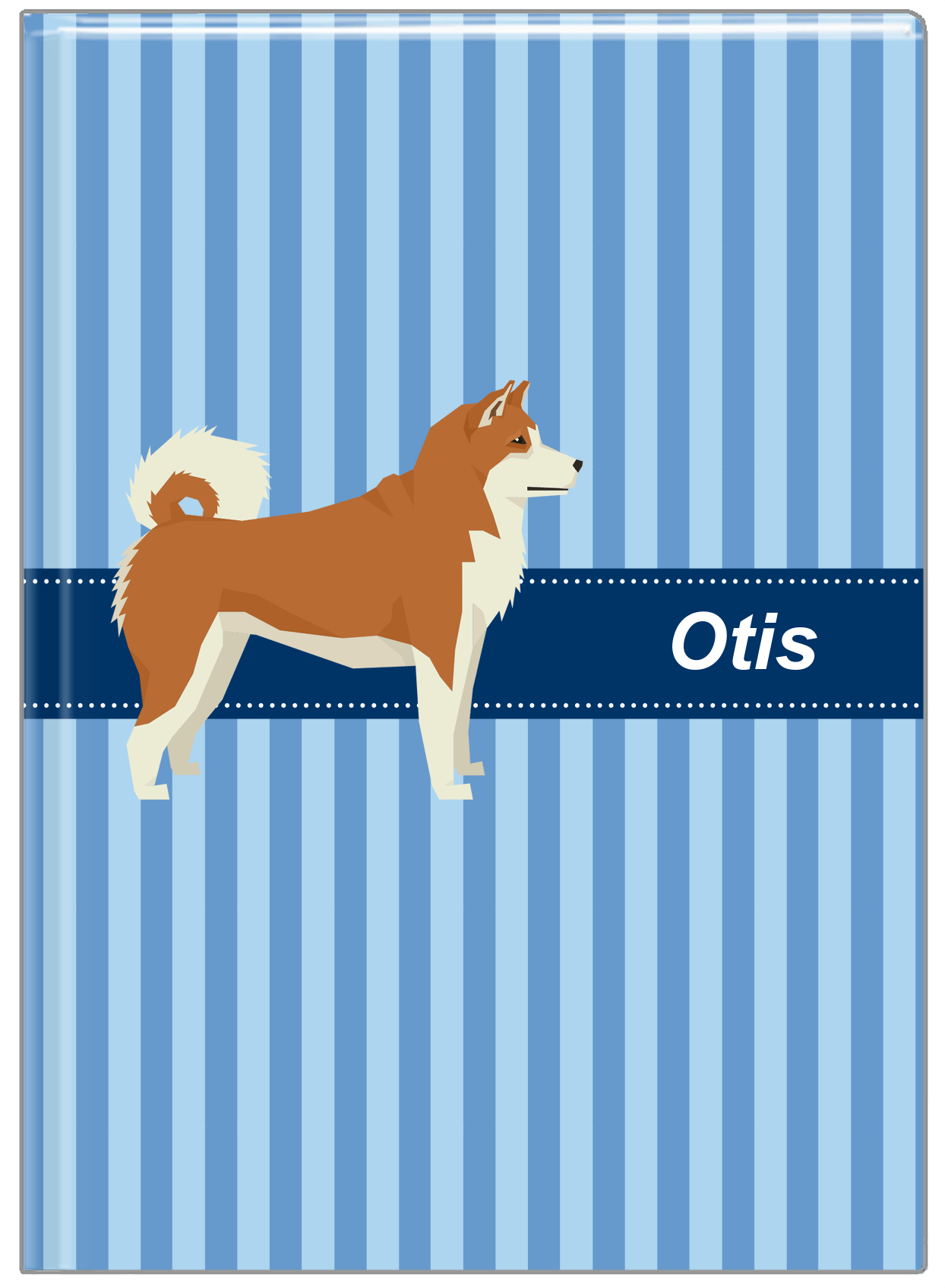 Personalized Dogs Journal X - Blue Background - Akita Inu - Front View