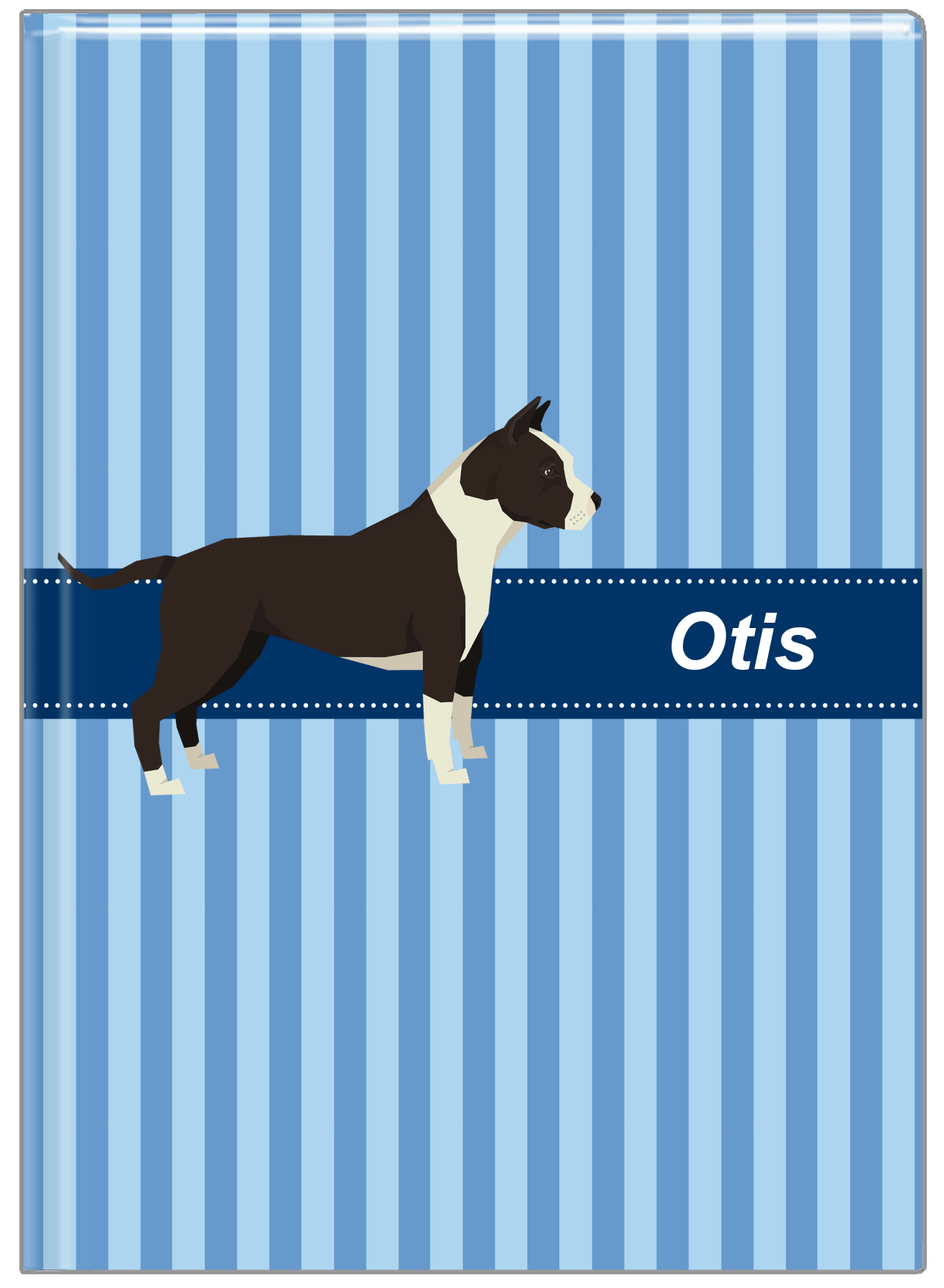 Personalized Dogs Journal X - Blue Background - American Staffordshire Terrier - Front View