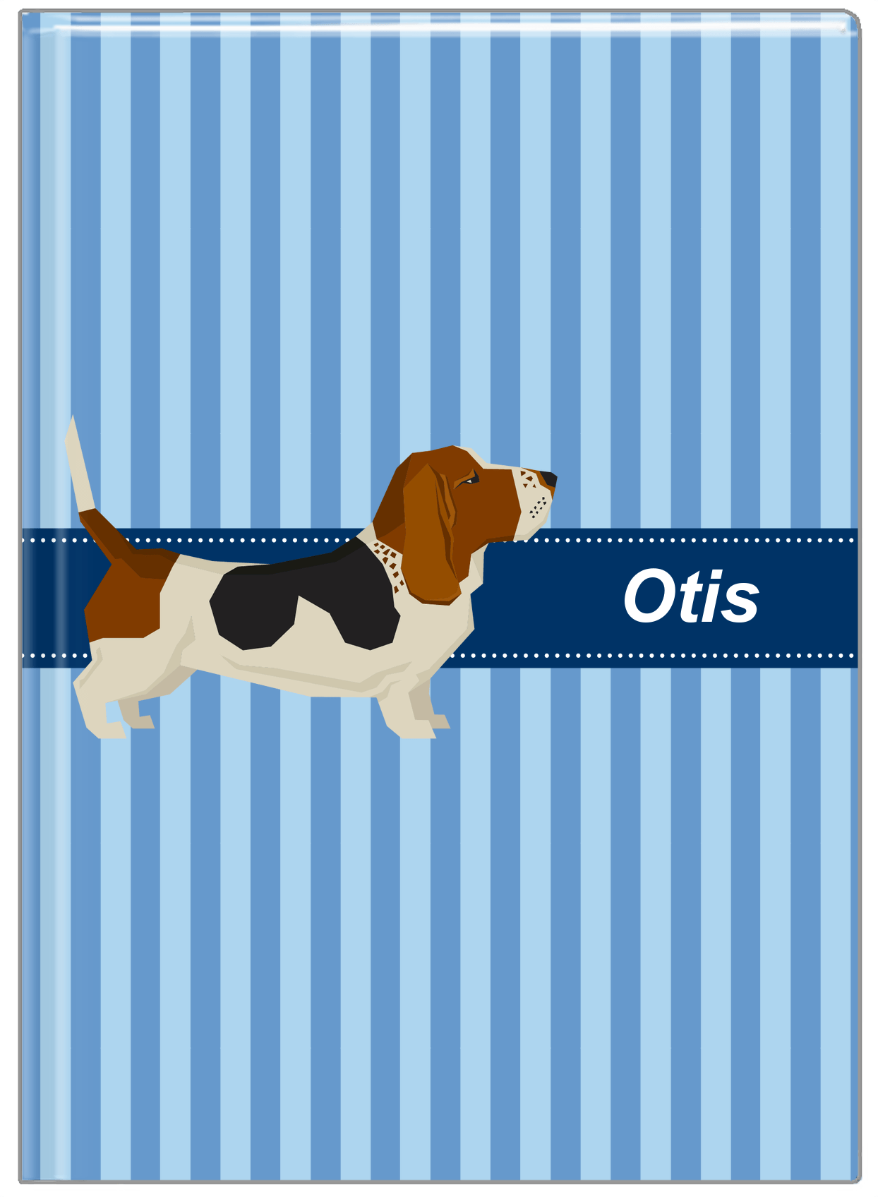Personalized Dogs Journal X - Blue Background - Basset Hound - Front View