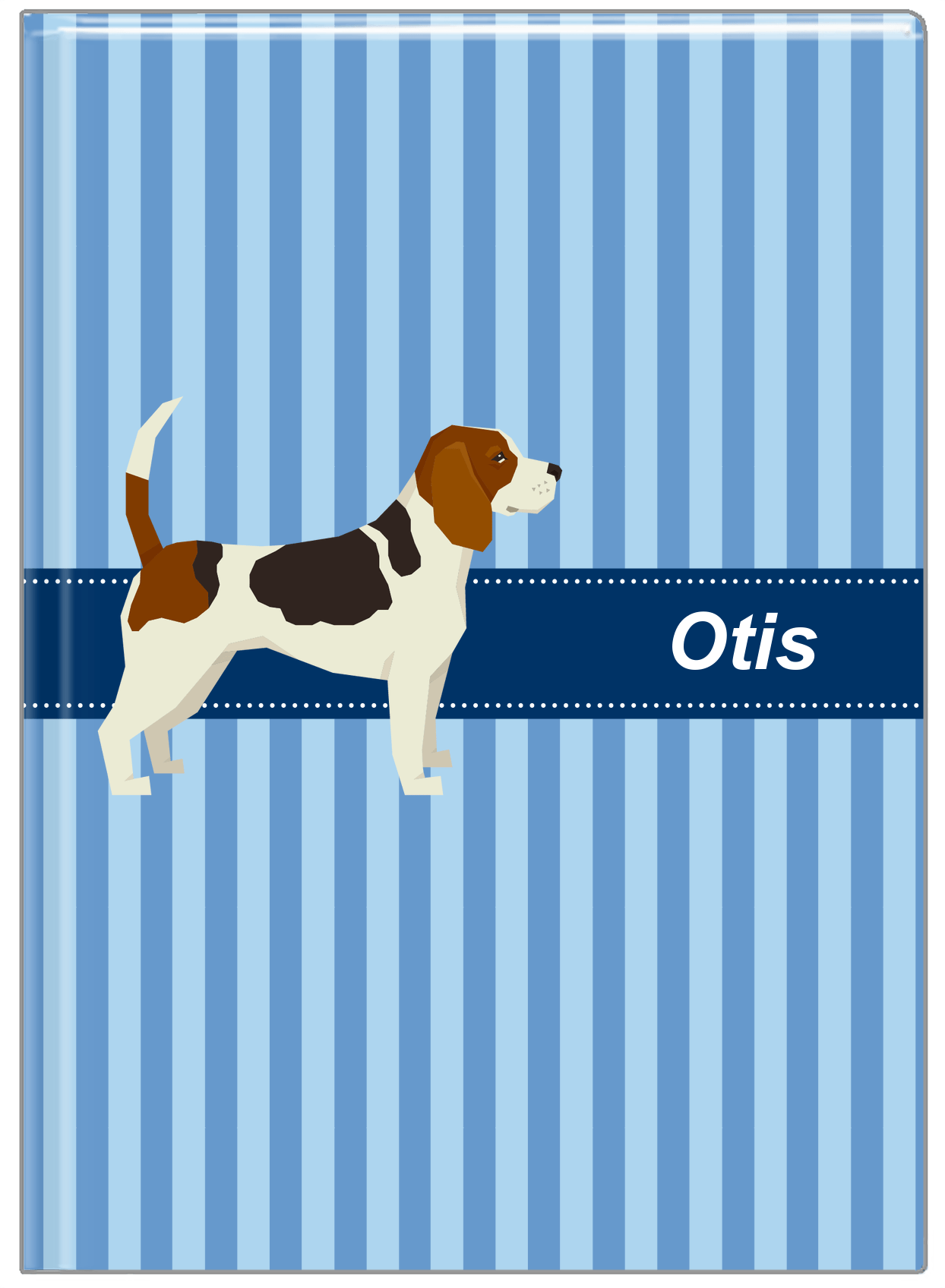 Personalized Dogs Journal X - Blue Background - Beagle - Front View