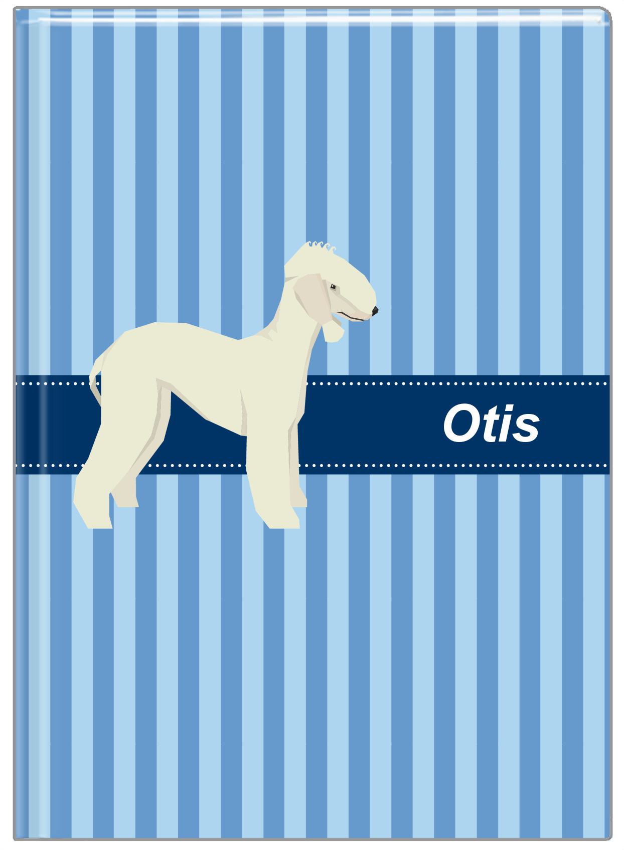 Personalized Dogs Journal X - Blue Background - Bedlington Terrier - Front View