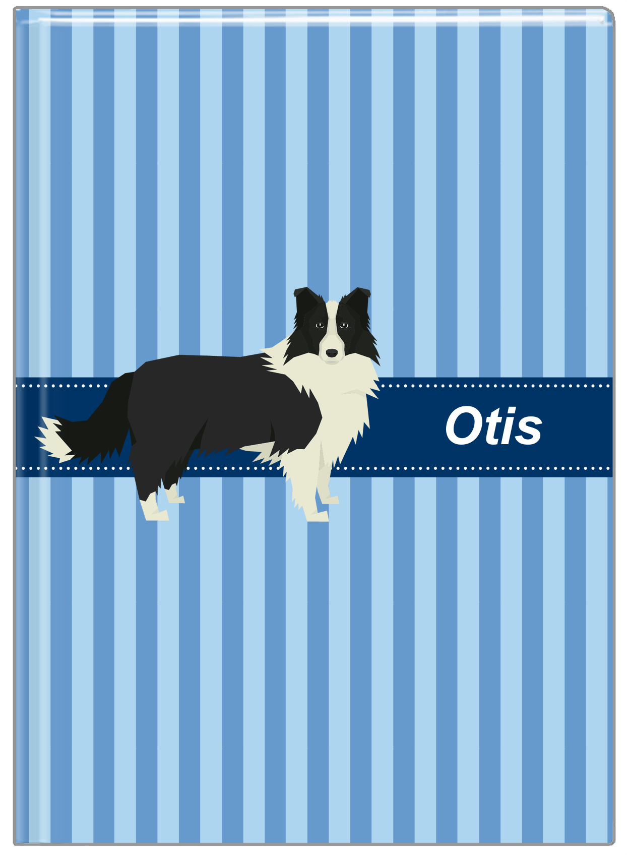 Personalized Dogs Journal X - Blue Background - Border Collie - Front View
