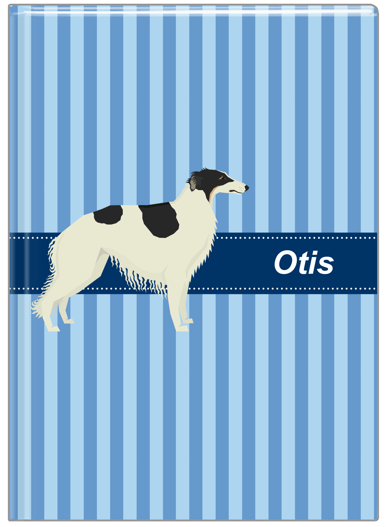 Personalized Dogs Journal X - Blue Background - Borzoi - Front View