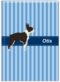 Thumbnail for Personalized Dogs Journal X - Blue Background - Boston Terrier - Front View