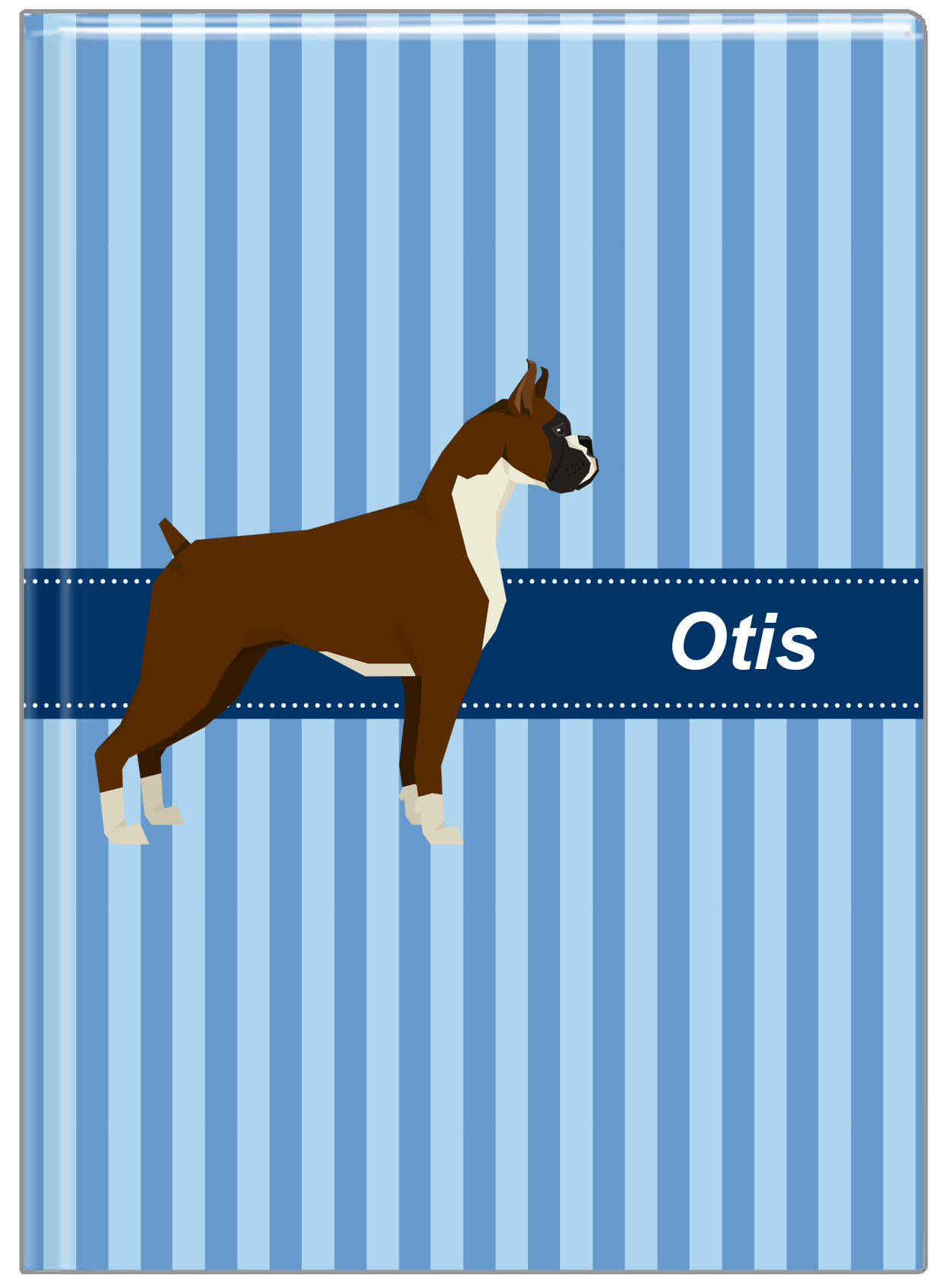 Personalized Dogs Journal X - Blue Background - Boxer - Front View