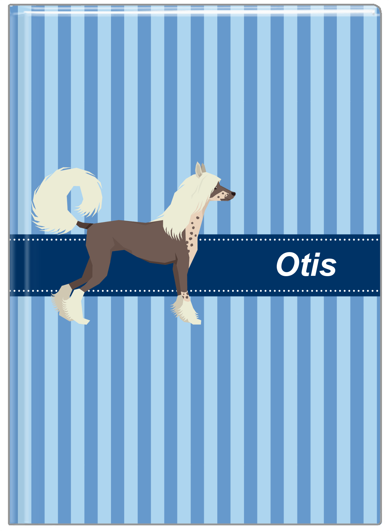 Personalized Dogs Journal X - Blue Background - Chinese Crested Dog - Front View