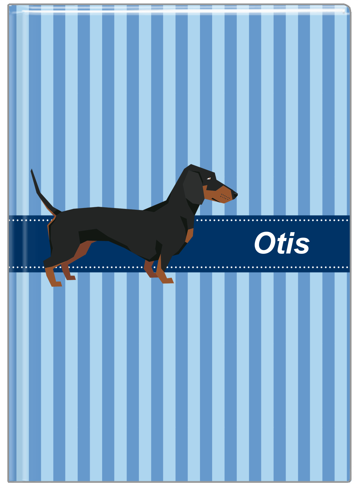 Personalized Dogs Journal X - Blue Background - Dachshund - Front View
