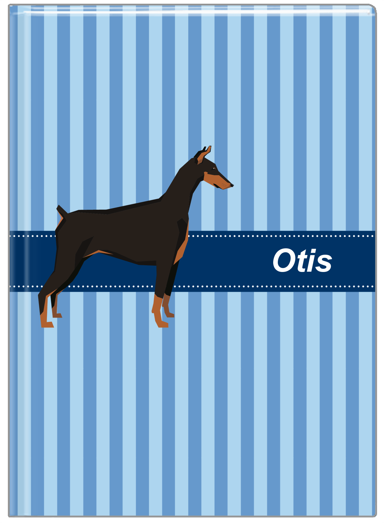 Personalized Dogs Journal X - Blue Background - Doberman - Front View