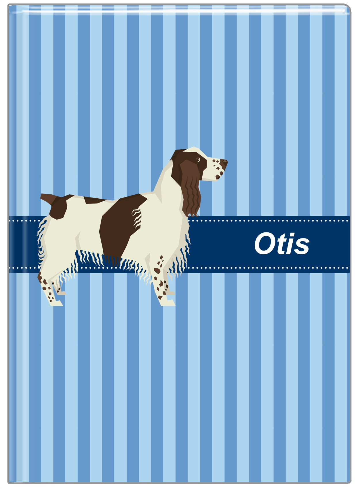 Personalized Dogs Journal X - Blue Background - English Springer Spaniel - Front View