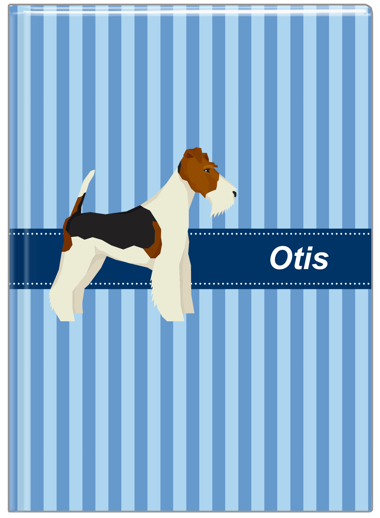 Personalized Dogs Journal X - Blue Background - Fox Terrier - Front View