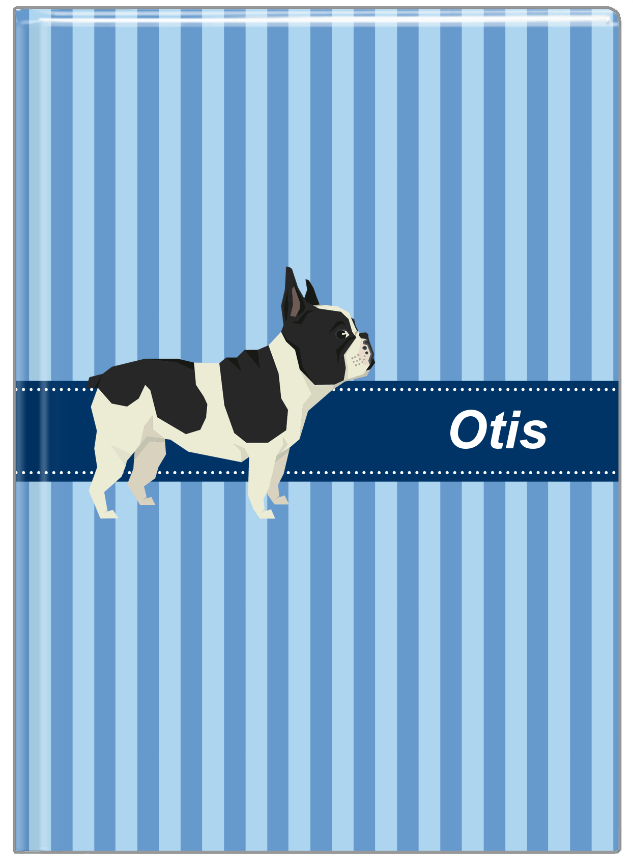 Personalized Dogs Journal X - Blue Background - French Bulldog - Front View