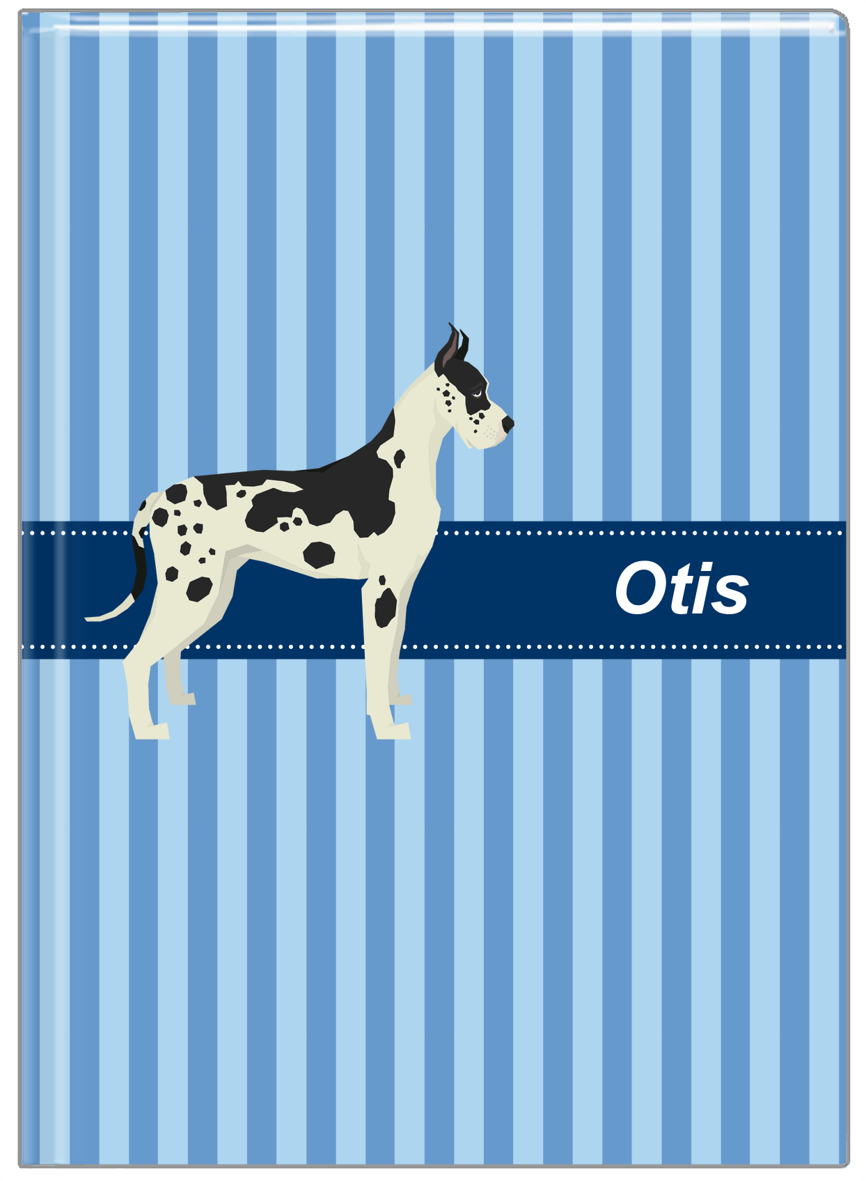 Personalized Dogs Journal X - Blue Background - Great Dane - Front View