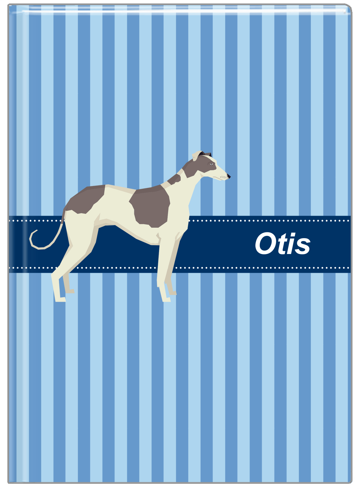 Personalized Dogs Journal X - Blue Background - Greyhound - Front View