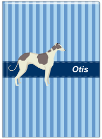 Thumbnail for Personalized Dogs Journal X - Blue Background - Greyhound - Front View
