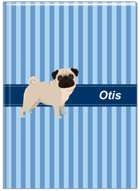 Thumbnail for Personalized Dogs Journal X - Blue Background - Pug - Front View