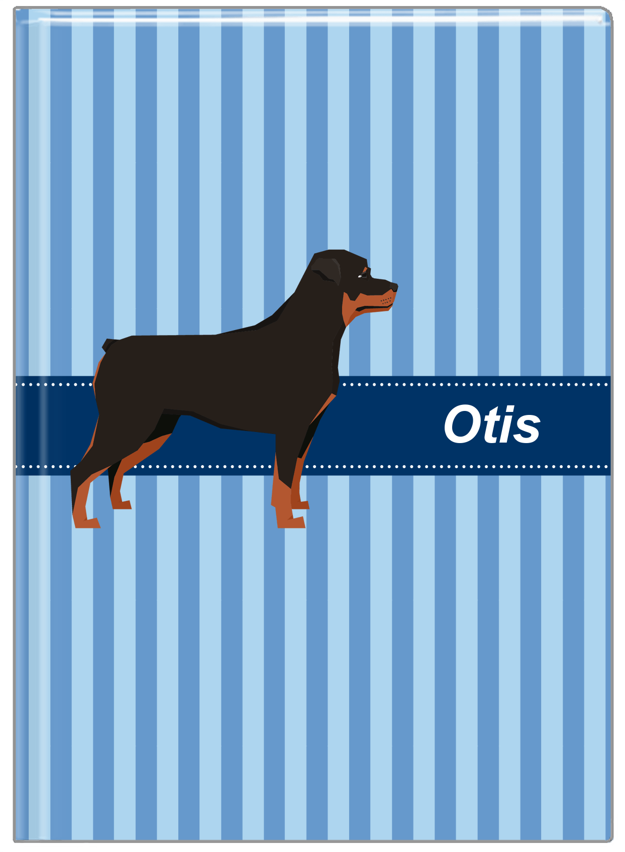 Personalized Dogs Journal X - Blue Background - Rottweiler - Front View