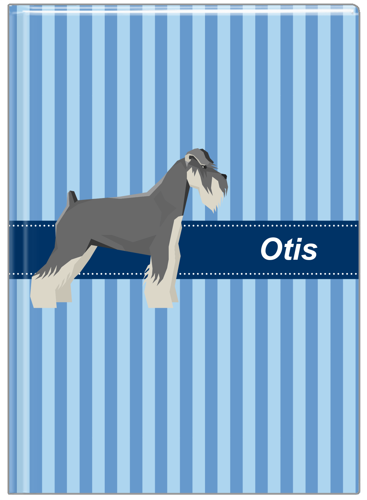Personalized Dogs Journal X - Blue Background - Schnauzer - Front View