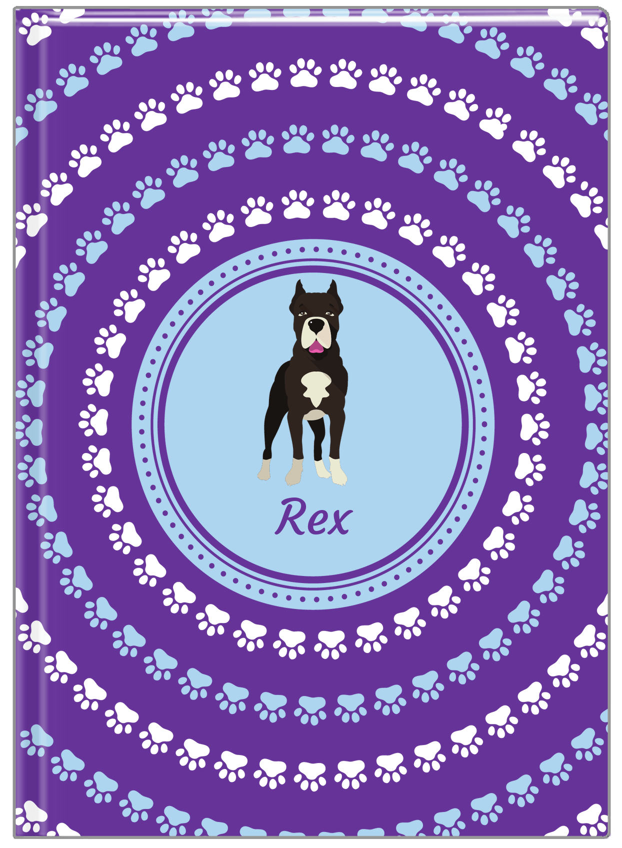 Personalized Dogs Journal XII - Purple Background - American Staffordshire Terrier - Front View