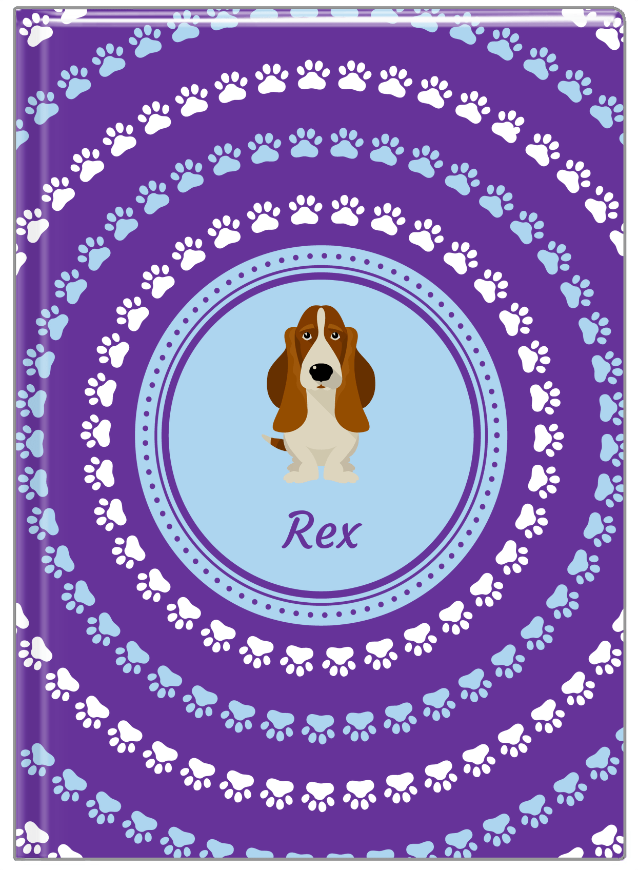 Personalized Dogs Journal XII - Purple Background - Basset Hound - Front View