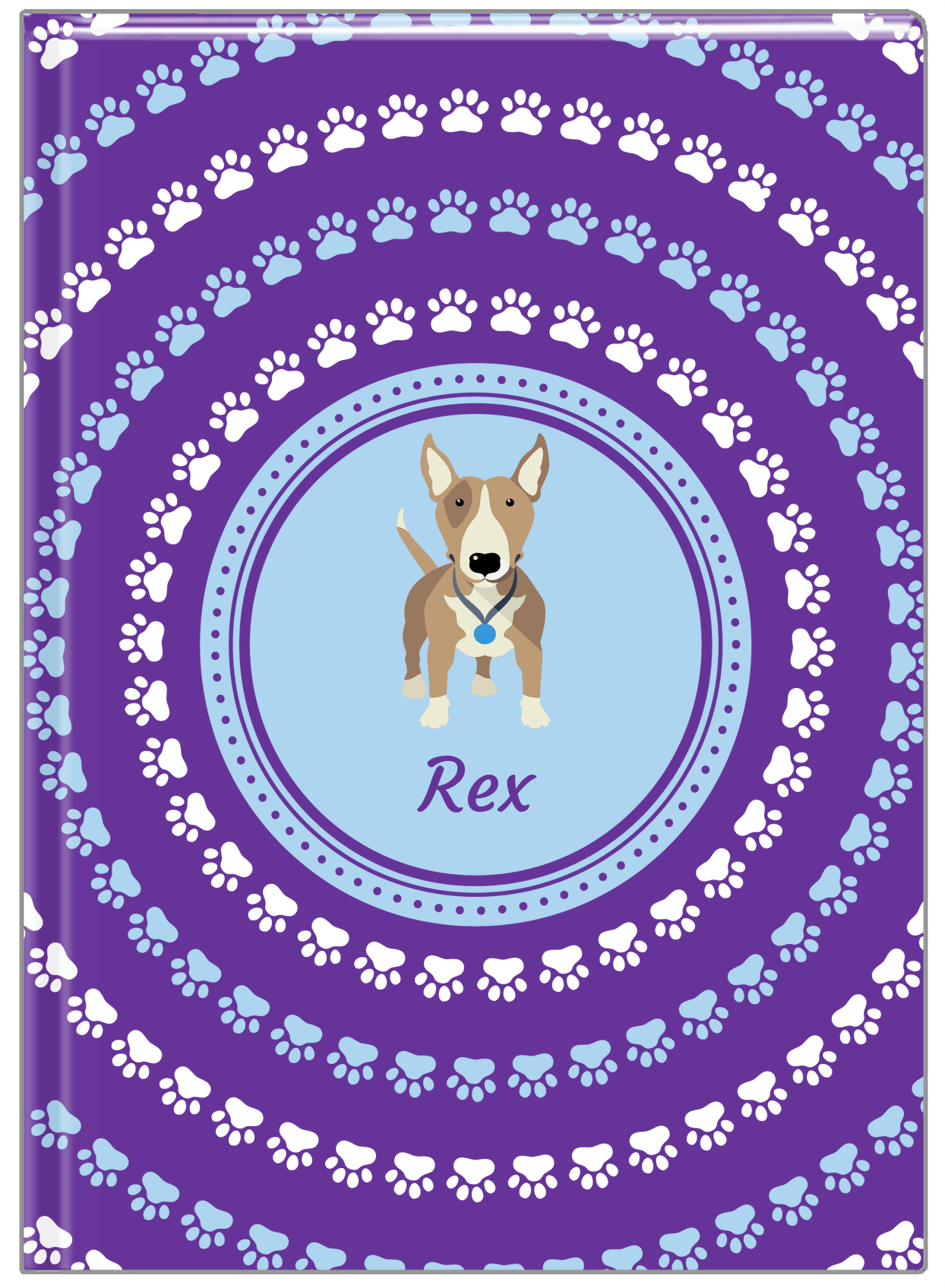 Personalized Dogs Journal XII - Purple Background - Bull Terrier - Front View