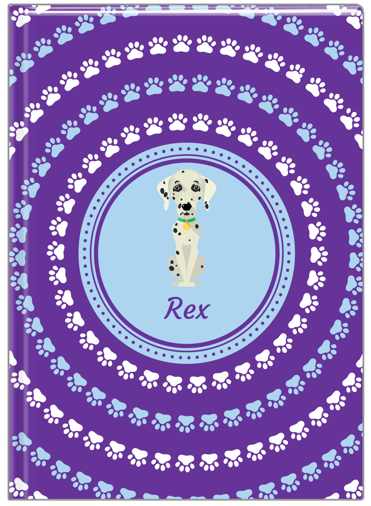 Personalized Dogs Journal XII - Purple Background - Dalmatian - Front View