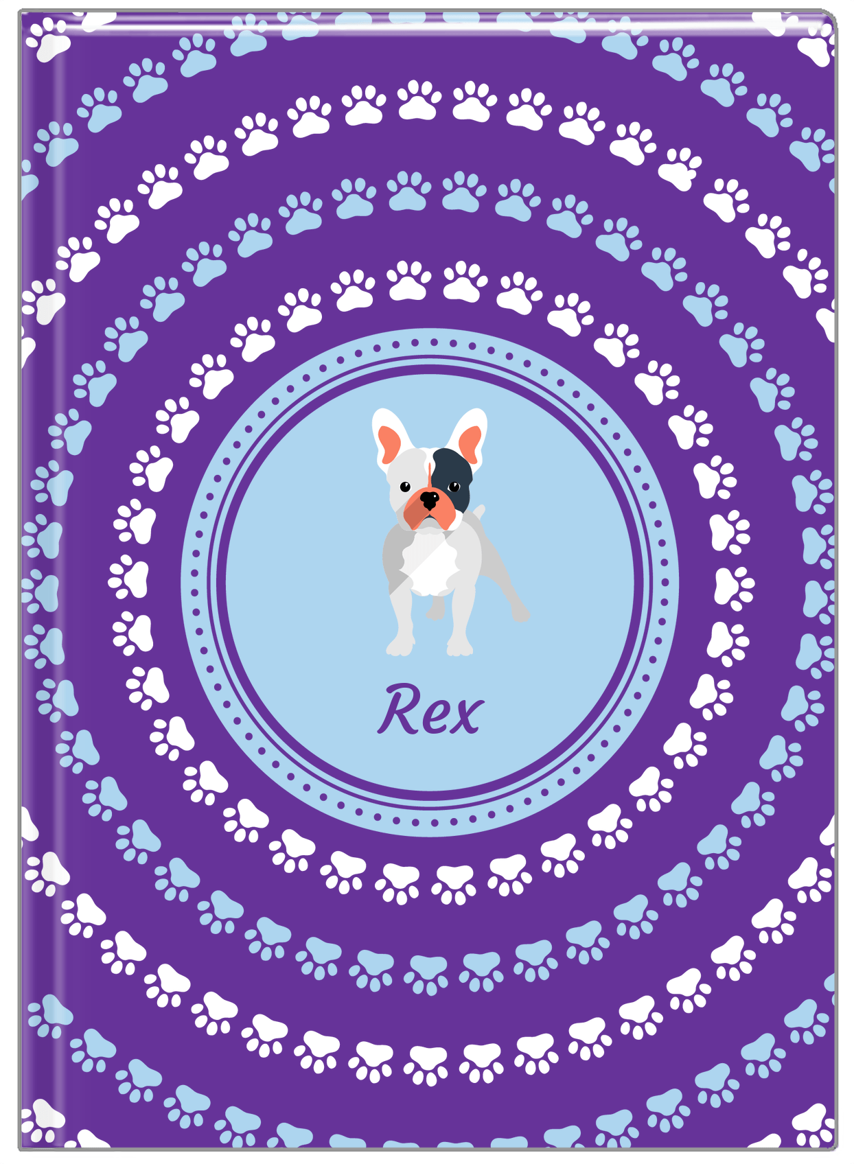 Personalized Dogs Journal XII - Purple Background - French Bulldog - Front View