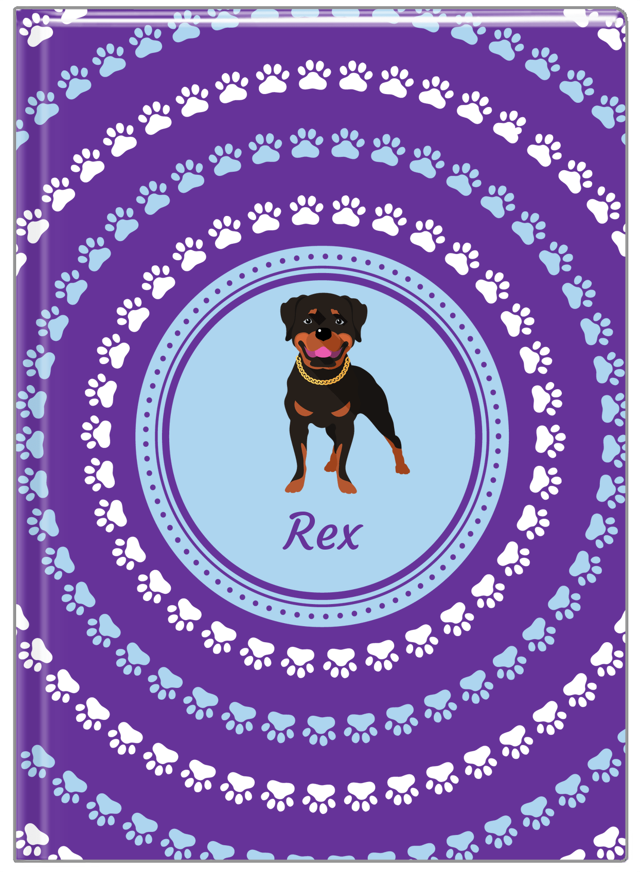 Personalized Dogs Journal XII - Purple Background - Rottweiler - Front View