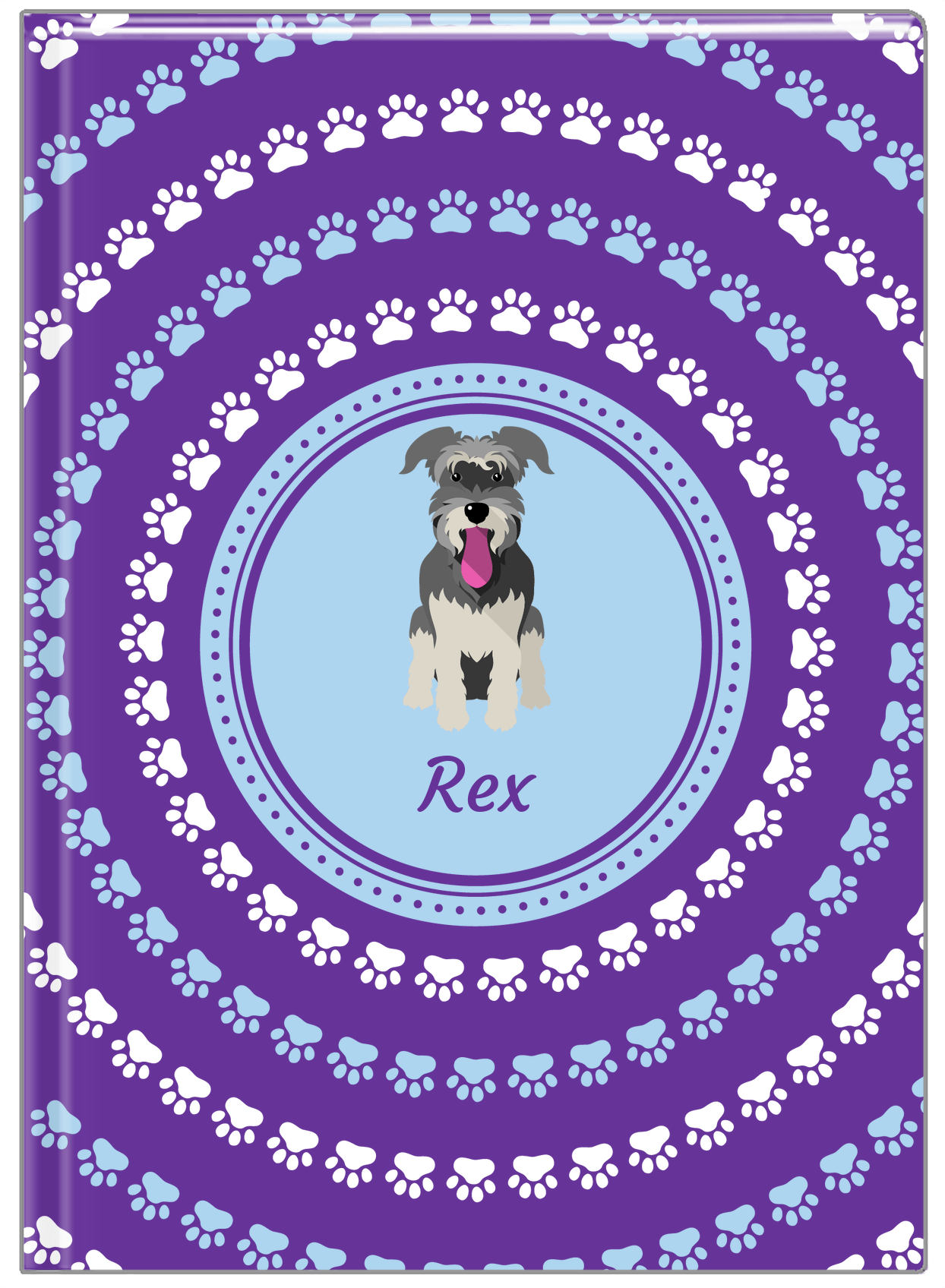 Personalized Dogs Journal XII - Purple Background - Schnauzer - Front View