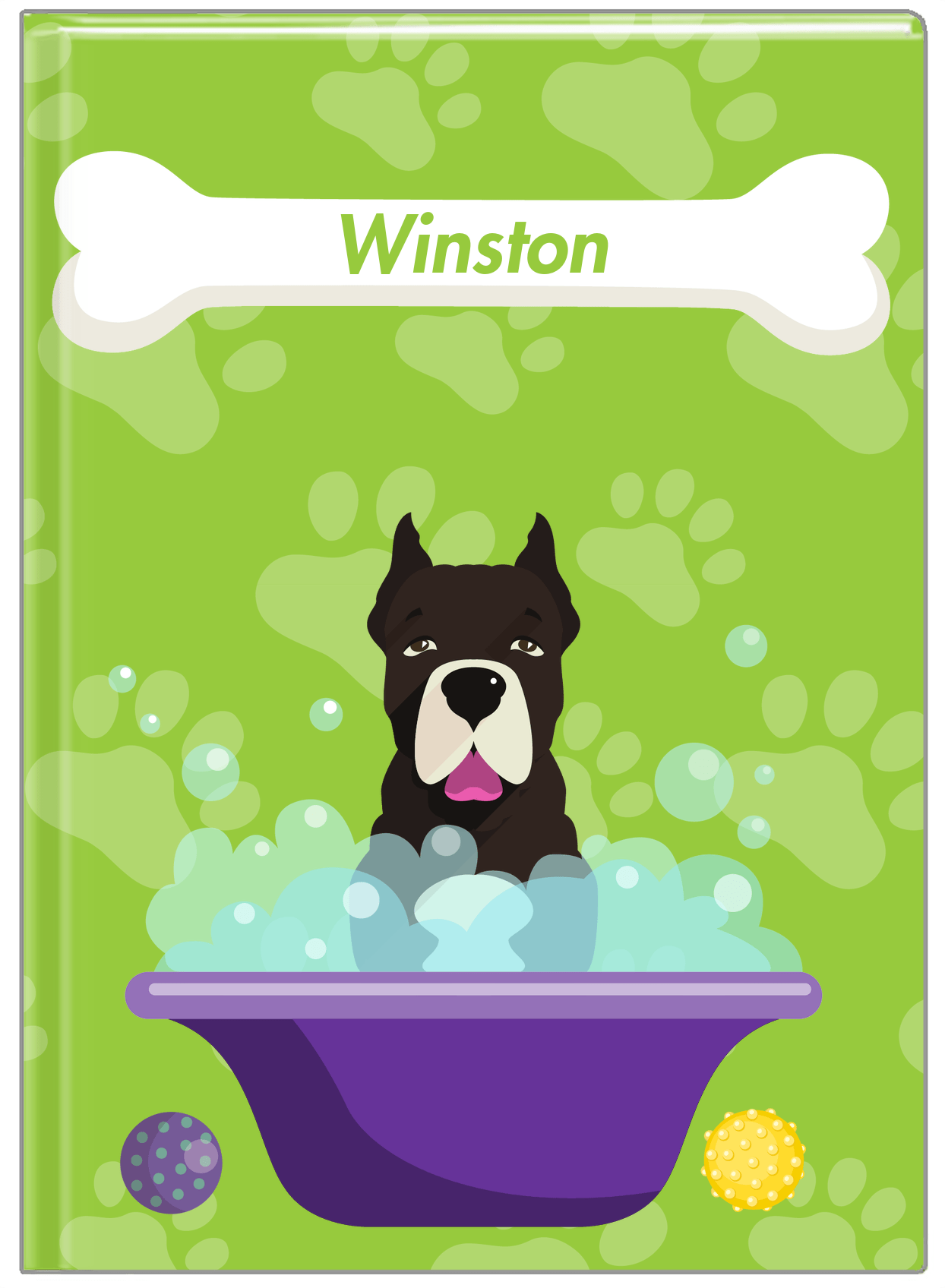 Personalized Dogs Journal XV - Green Background - American Staffordshire Terrier - Front View