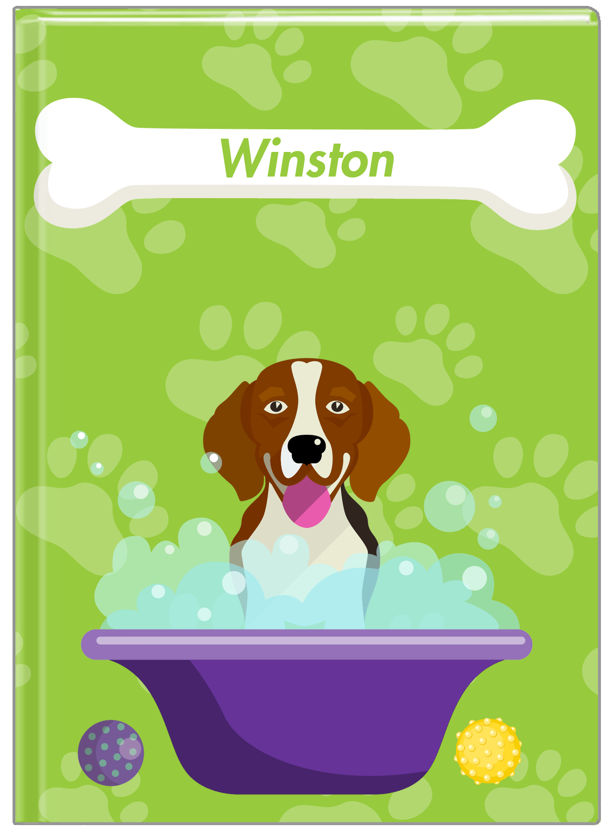 Personalized Dogs Journal XV - Green Background - Beagle - Front View