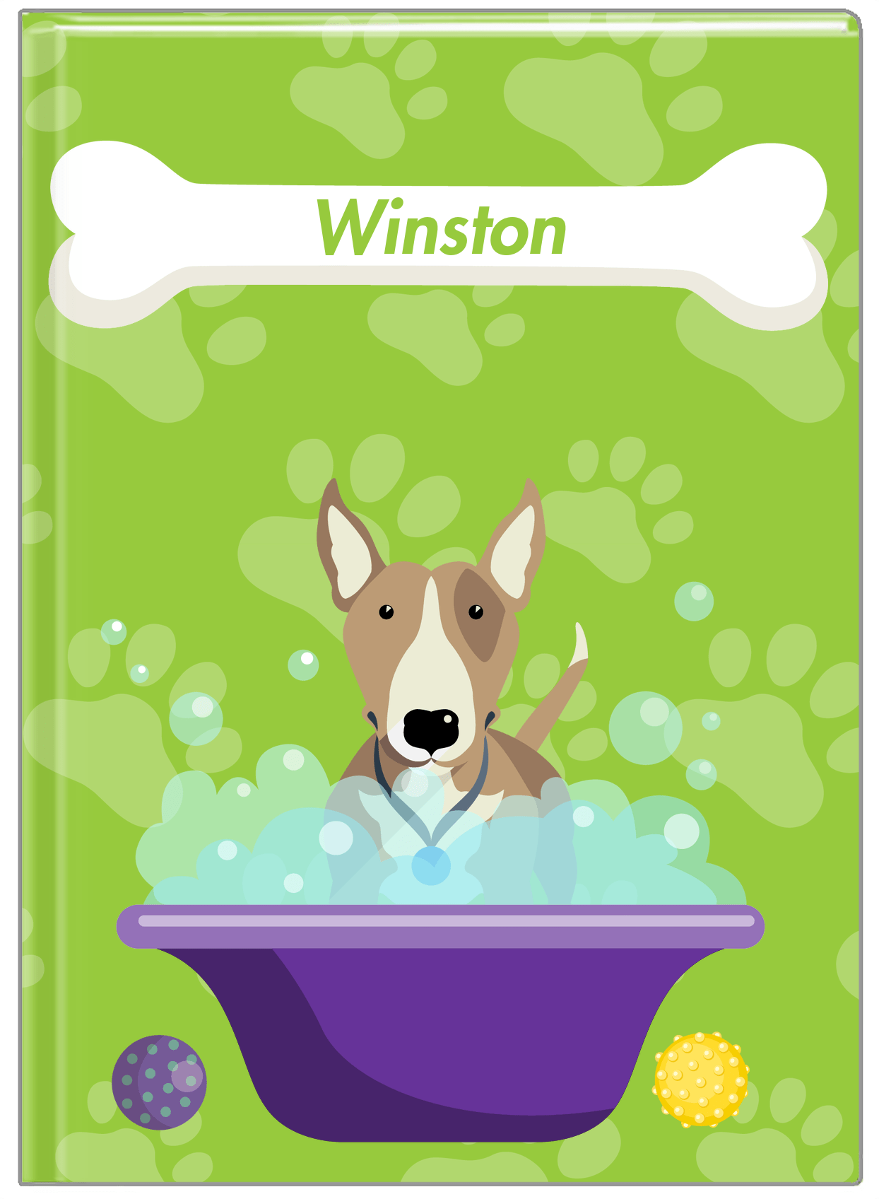 Personalized Dogs Journal XV - Green Background - Bull Terrier - Front View