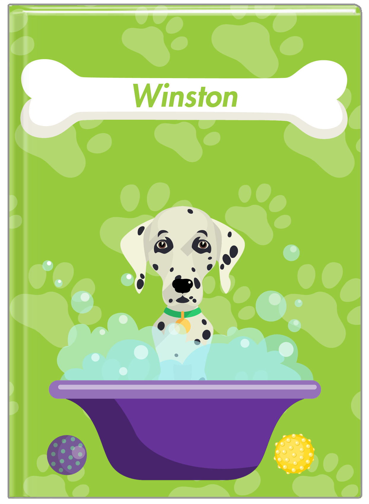 Personalized Dogs Journal XV - Green Background - Dalmatian - Front View