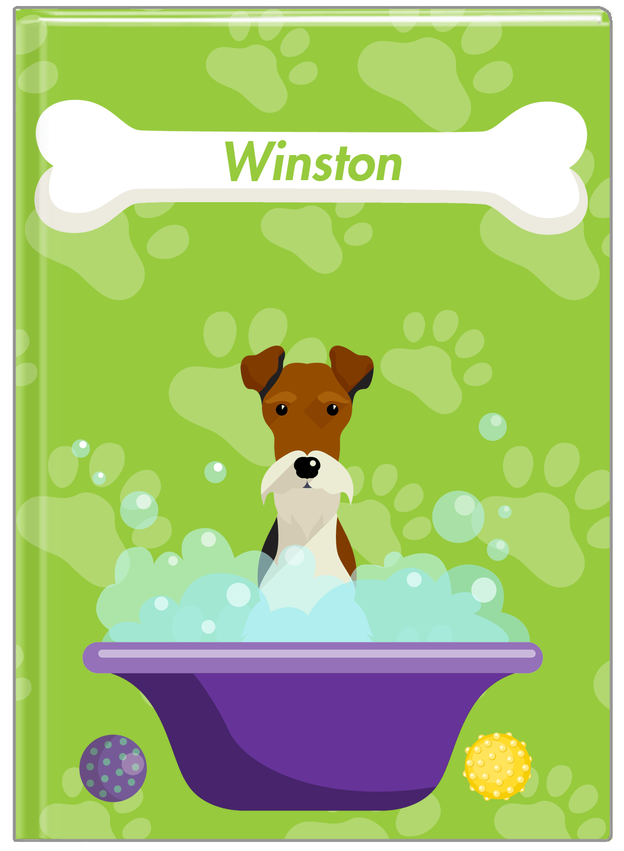 Personalized Dogs Journal XV - Green Background - Fox Terrier - Front View