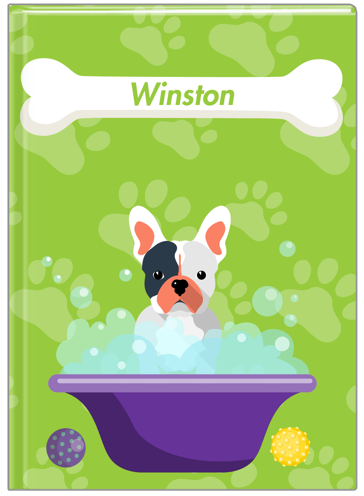 Personalized Dogs Journal XV - Green Background - French Bulldog - Front View