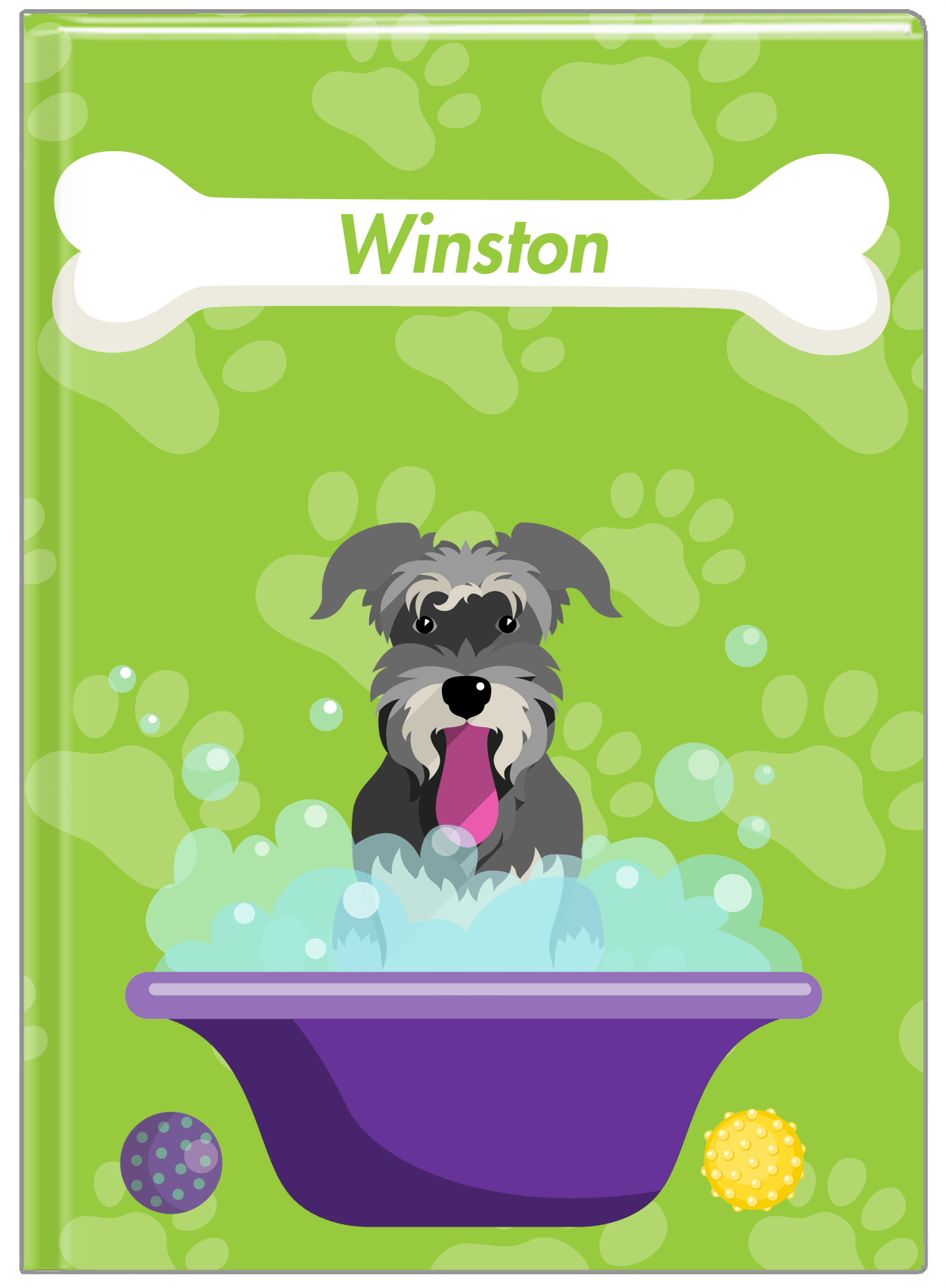 Personalized Dogs Journal XV - Green Background - Schnauzer - Front View