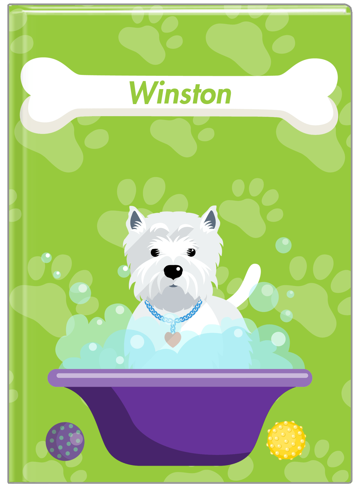 Personalized Dogs Journal XV - Green Background - Westie - Front View