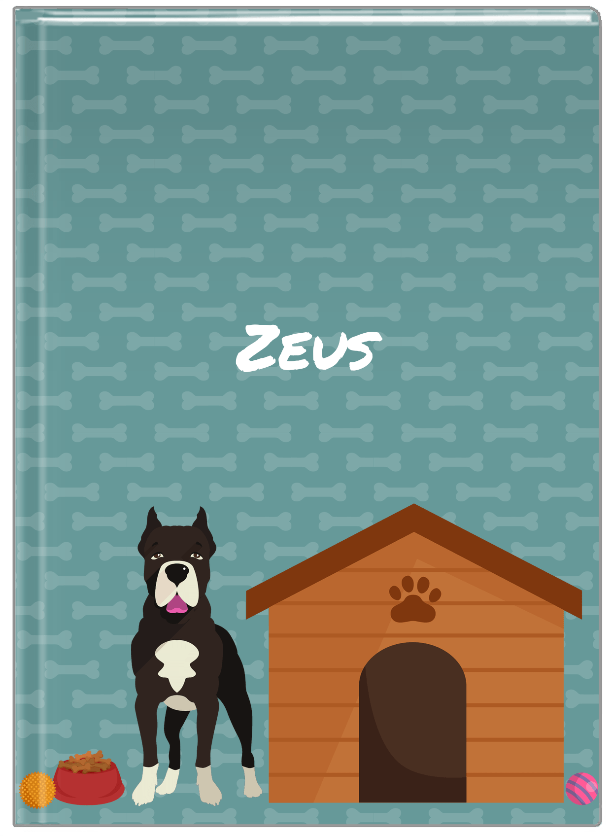 Personalized Dogs Journal XVI - Teal Background - American Staffordshire Terrier - Front View