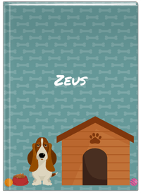 Thumbnail for Personalized Dogs Journal XVI - Teal Background - Basset Hound - Front View